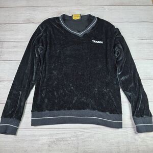 Vintage 70s 80s RARE YAMAHA Motorsport Black Velvet Sweater Adult Size Medium